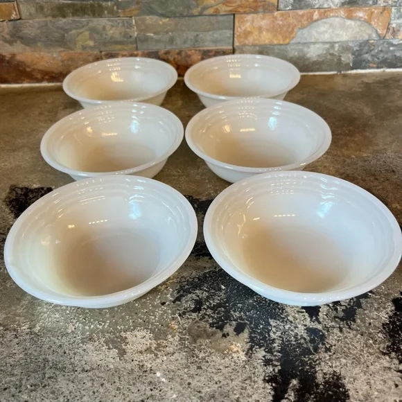 Vintage Fire King Milk Glass White Custard Dessert Bowls Cups Anchor Hocking USA - Picture 2 of 15